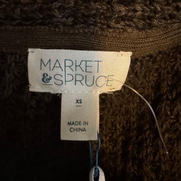 Market & Spruce Tabatha Waffle Knit Cocoon Cardigan Brown Sweater NWT Size XS - Picture 8 of 8